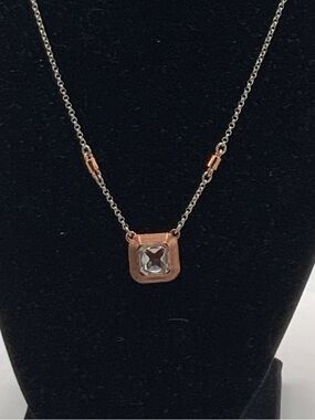 Lia Sophia silver tone necklace
Square pendant large clear crystal